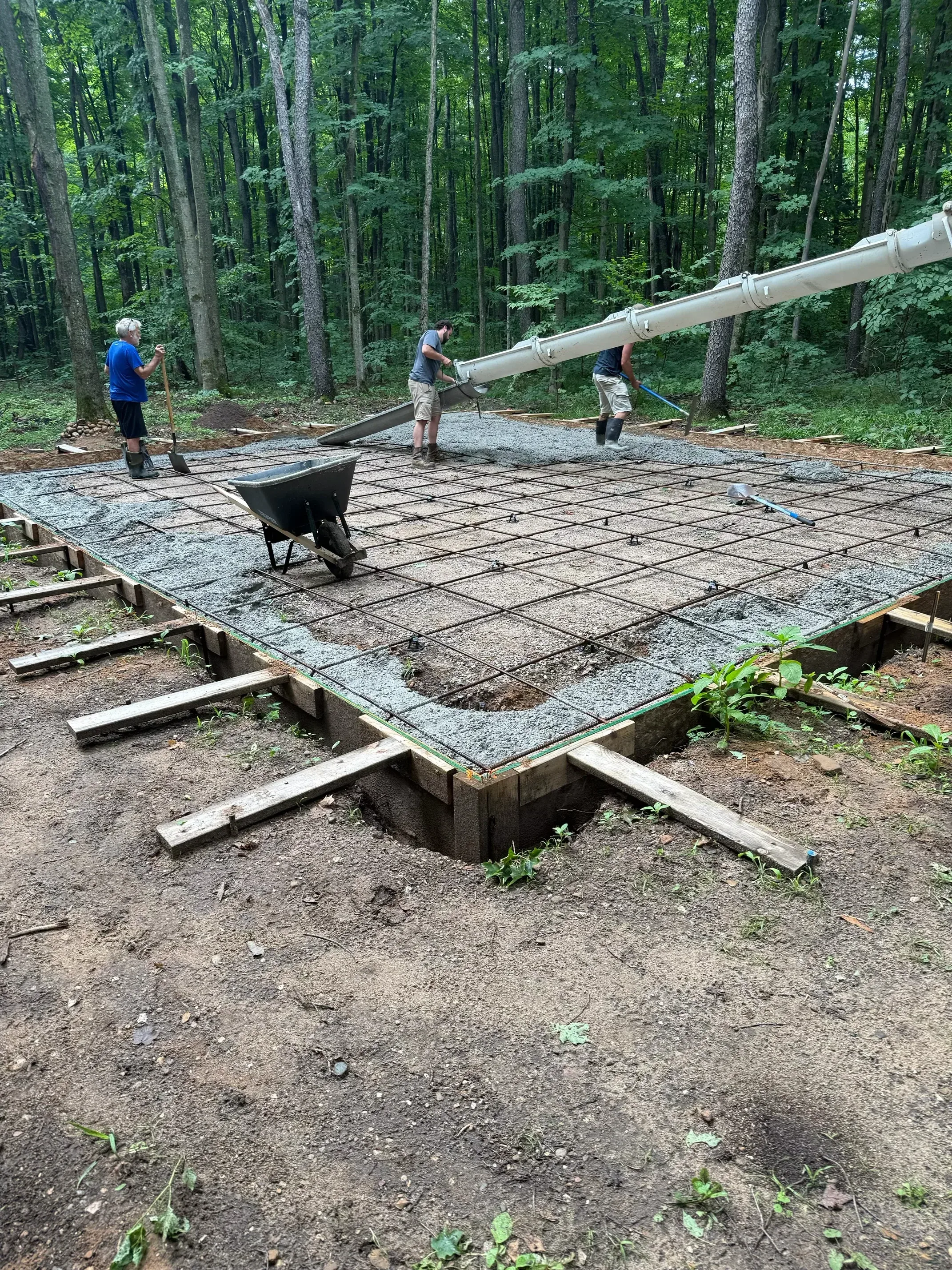 Rebar grid and formwork for a concrete slab pour